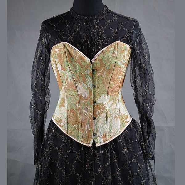 

bustiers & corsets 11.8inch short fashion womens vintage floral oil paiting overbust corset plastic bones bustier top, Black;white