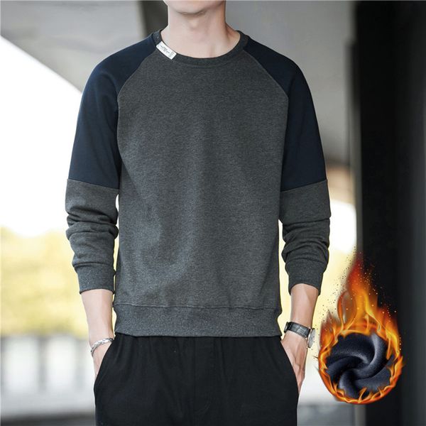 

autumn and winter sweater plush thickened long sve t-shirt body t-neck versatile warm men's bottom shirt, Black