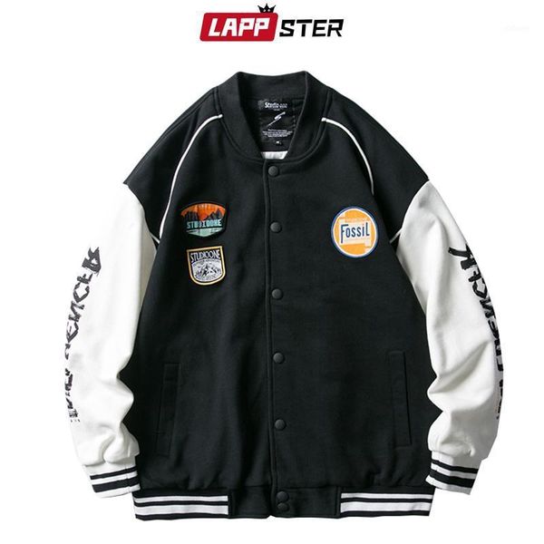 

men's jackets -youth mens japanese streetwear baseball 2022 autumn men vintage patchwork bomber jacket harajuku label coats men's, Black;brown