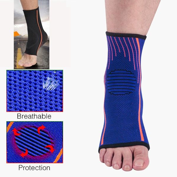 

ankle support 1pc sport protector compression brace cotton comfort anti sprain basketball football foot safety goodelastic, Blue;black
