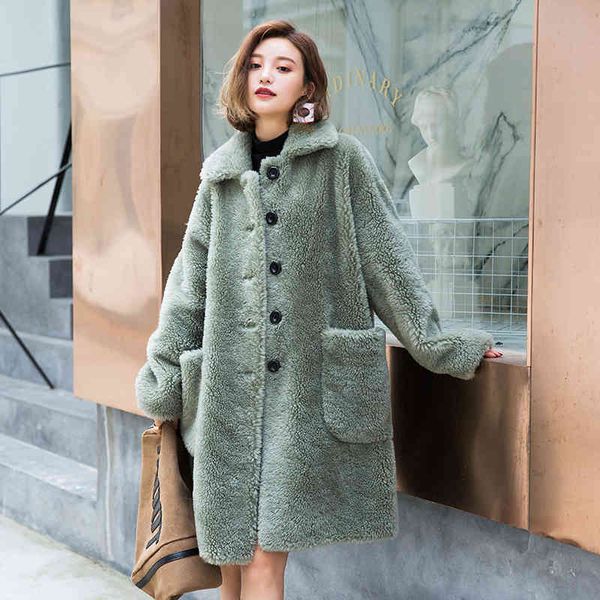 

women's fur & faux real coat women sheep shearing winter wool jacket for clothes manteau femme a19y080 yy952 i3fl, Black