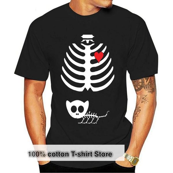 

men's t-shirts halloween skeleton kitten maternity pregnancy t-shirt party tee shirt, White;black