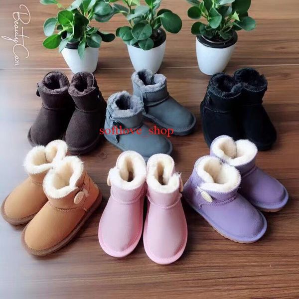 

2021 designer australian classic clear mini boots australia women womens winter snow fur furry girls kid men satin boot ankle booties snows, Black