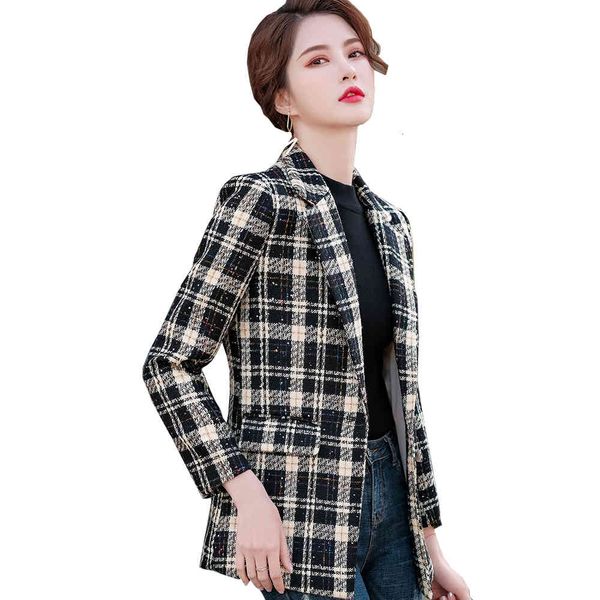 

women's suits & blazers 2021 new arrival green apricot plaid women blazer ladies spring autumn fashion coat girl korean design outerwea, White;black