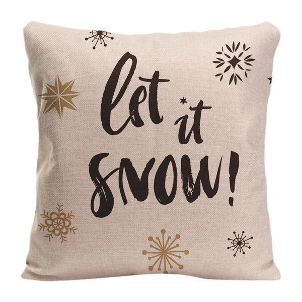 

cotton linen let it snow christmas calligraphy throw pillow case decorative cushion cover pillowcase customize gift for seat cushion/decorat