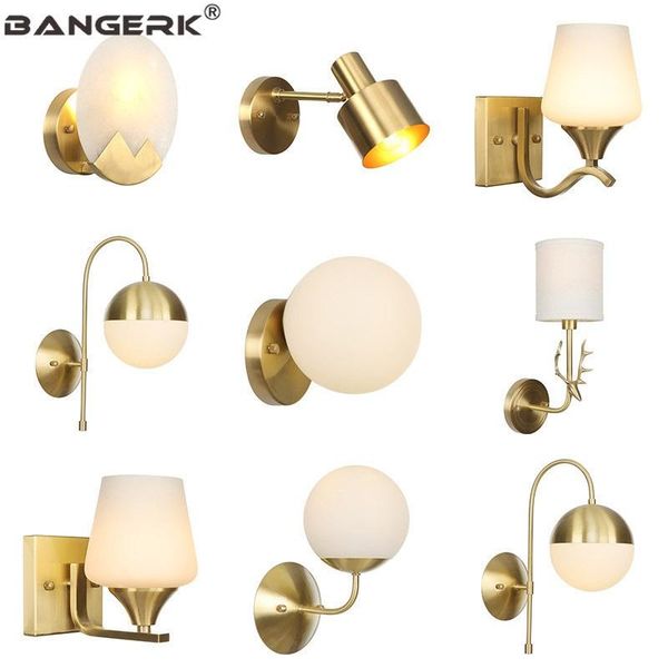 

wall lamps nordic modern led light indoor loft style copper lamp sconces bedside home decor lighting fixtures e27 110v/220v