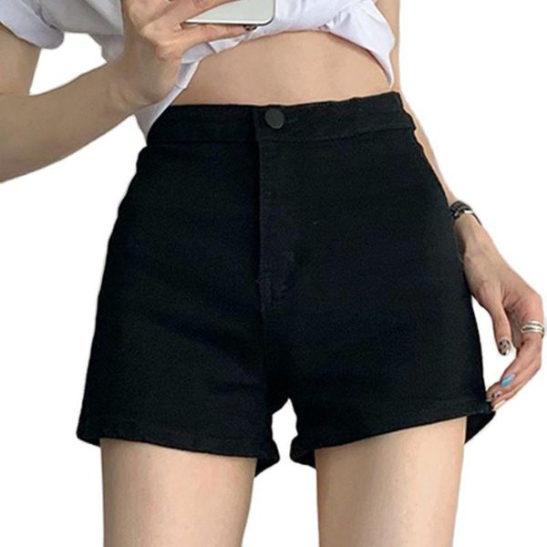 

women's jeans fashion all-match high waist slim tight denim shorts wide leg pants women 2021 summer clothing, Blue