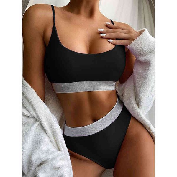 

women's swimsuit 2021 high waist swimwear women bikini set sequin swimsuits woman summer beachwear bathing suits, White;black