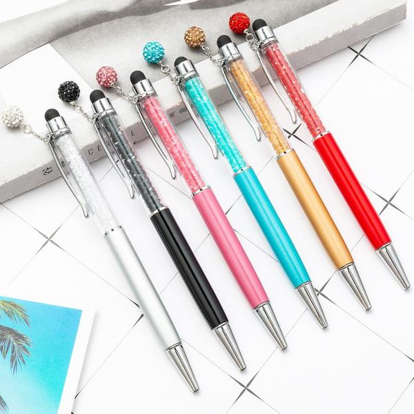 

ballpoint pens rhinestone pendant ballpointpen crystal pretty metal gift pen custom office supplies wholesale, Blue;orange