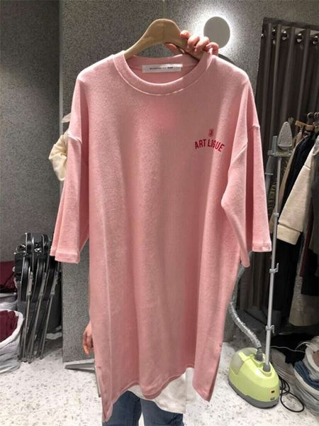 

women's t-shirt south korea dongdamen 2021 summer short women loose letter medium long split half sleeve upper garment lpk2, White