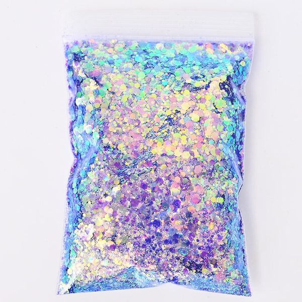 

nail glitter 10g/bag holographic mixed hexagon shape chunky sequins sparkly flakes slices manicure body/eye/face tcf2335, Silver;gold