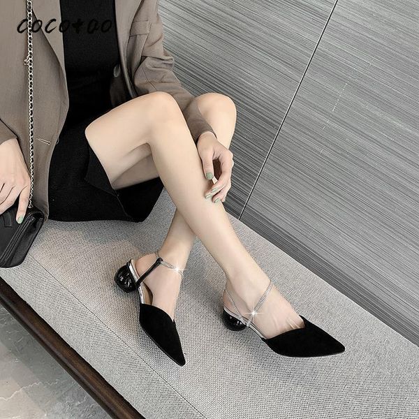 

dress shoes sandals 2021 women's fashion wild baotou thick with spring and summer fairy style rome diamond high heels, Black