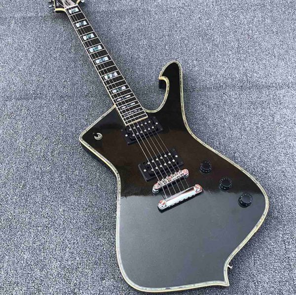 

custom electric guitar with abalone binding body silver hardware