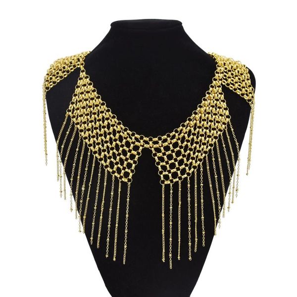 

pendant necklaces punk exaggerated thick chain gold for women long tassel big choker collar egypt jewelry gift, Silver