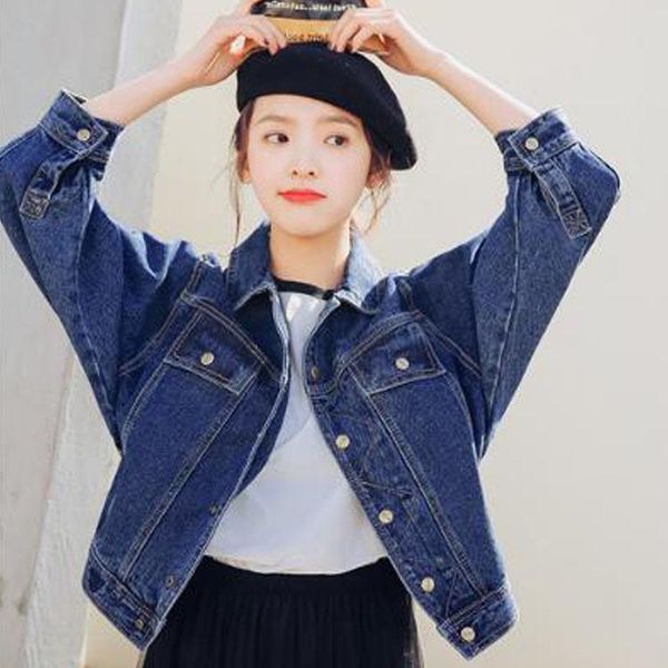 

women's jackets turn-down collar women jean jacket patchwork harajuku short and coats pockets clothes 2021, Black;brown