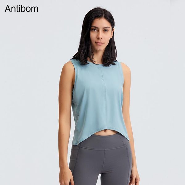 

antibom sleeveless yoga shirt women loose breathable quick-dry crop workout running gym summer sportswear solid nylon outfit