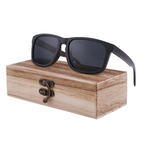 

fashionable sun frames wood ebony sunglasses with uv polarized protection male glasses women brand designer mirror oculos, Black