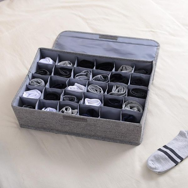 

storage drawers socks underwear box washable dust-proof clothing sort out pocket with lid drawer cotton linen bag organizer