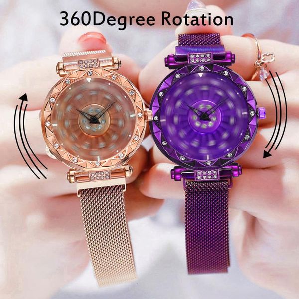

luxury ladies magnetic starry sky watch women watches fashion diamond female quartz wristwatches relogio feminino, Slivery;brown