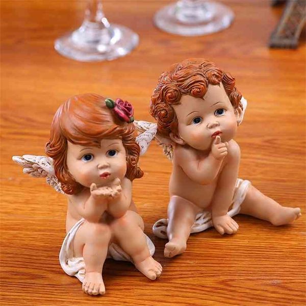 Artigianato in resina europea Little Angel Forniture di nozze Mobile TV Decorazione Dio Cupido Regalo 210804