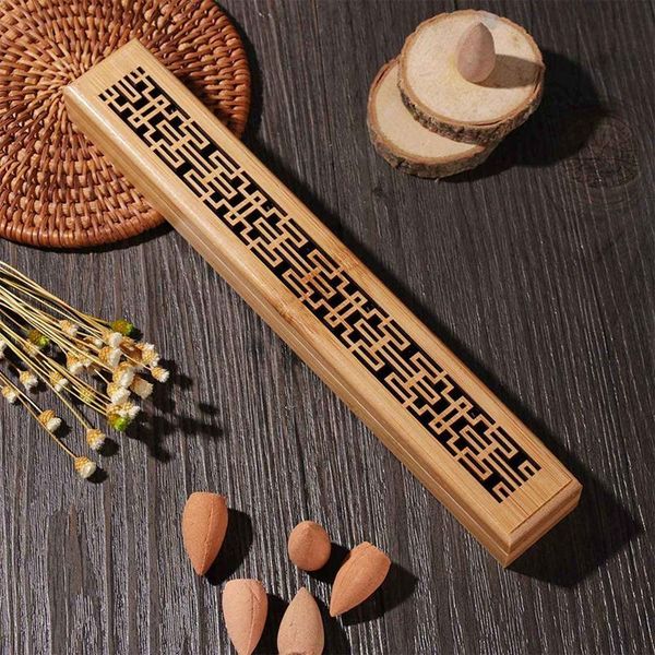 

1pc bamboo wood incense stick holder burning insence box burner ash catcher fragrance lamps