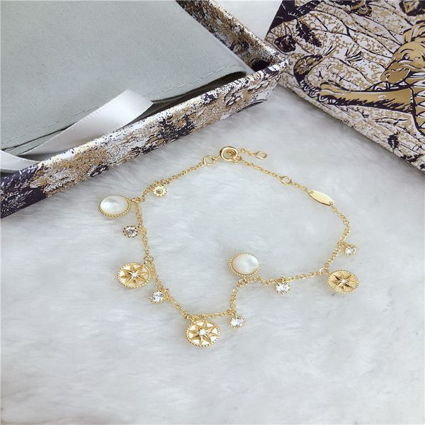 

Dijia / Dijia high edition eight Star Diamond lucky compass Bracelet female rose gold water Diamond White Fritillaria Bracelet, Golden;silver