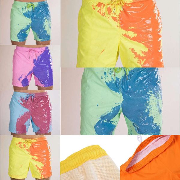 

men's colour-changing trunks 2021summer beach shorts quick-dry bathing suit pants warm color changing swimming