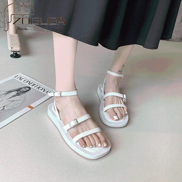 

flat sandals women shoes gladiator open toe non-slip soft female casual roman women's platform beach, Black