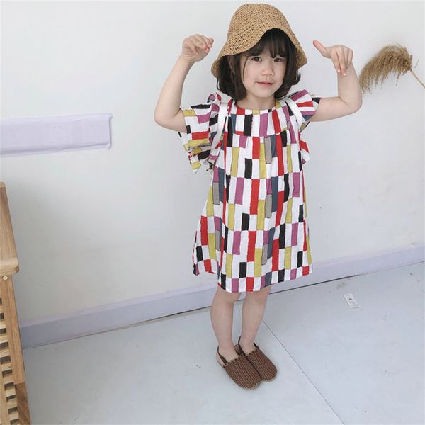 

girl dress kids babyÂ clothes 2022 rainbow spring summerÂ toddler party evening uniform dressesÂ gift cotton children clothing, Red;yellow