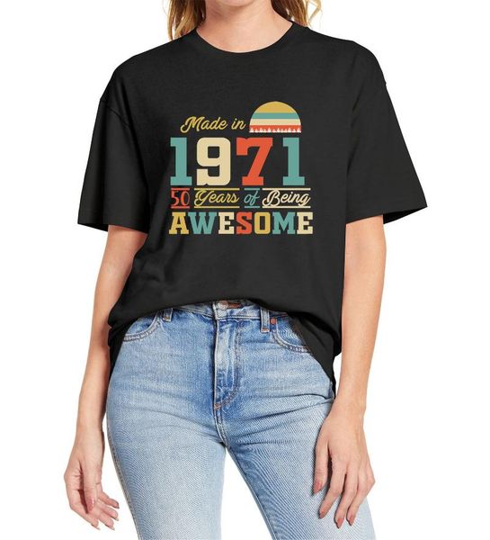 

women's t-shirt 1971 tshirts 50 years of being awesome 50th birthday gifts for women and mens funny gift t shirt cotton tee xs-3xl, White