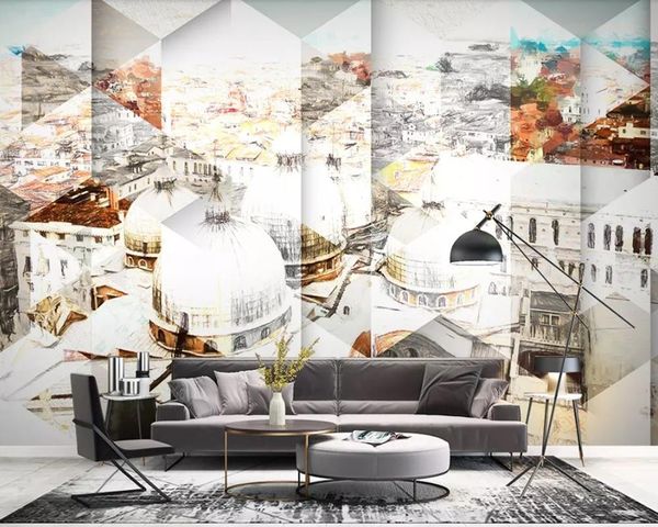 

wallpapers nordic city architecture geometric modern wallpaper papel de parede,restuarant living room sofa tv wall bedroom cafe bar mural