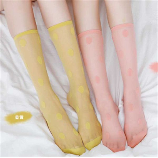 

socks & hosiery spring and summer ladies polka dot mercerized long 5pcs, Black;white