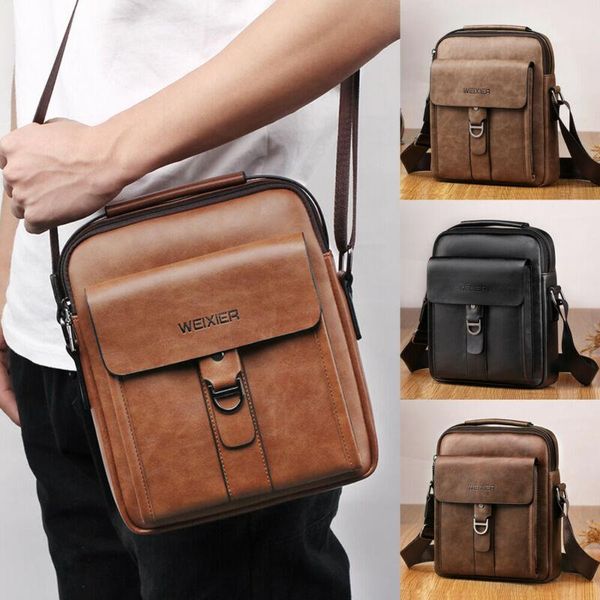

waist bags fashion men handbag solid color shoulder bag business pu leather crossbody messenger