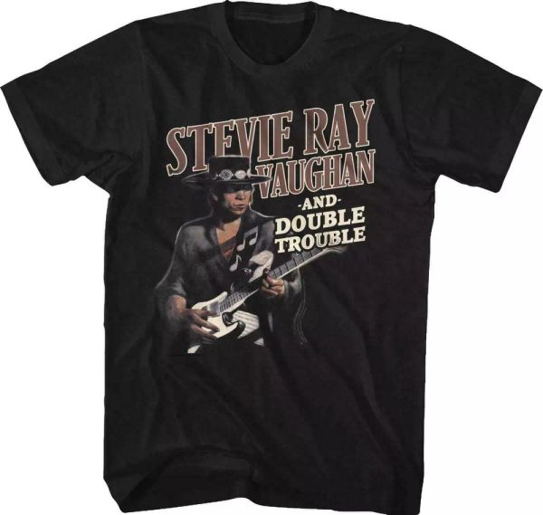 

stevie ray vaughan and double trouble t shirt mens licensed rock tee retro black, White;black