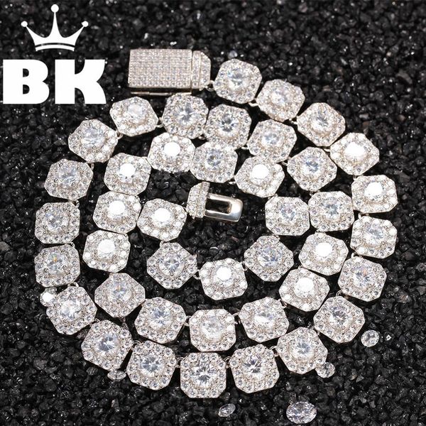 

the bling king10mm flowerfulsquare rock cubic zirconia tennis lovely hiphop necklace luxury full iced out cz jewelry x0509, Black