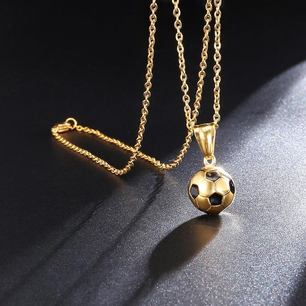 

chains men neckalce chain polishing football pendants stainless steel gold necklace gifts for male accessories long black, Silver