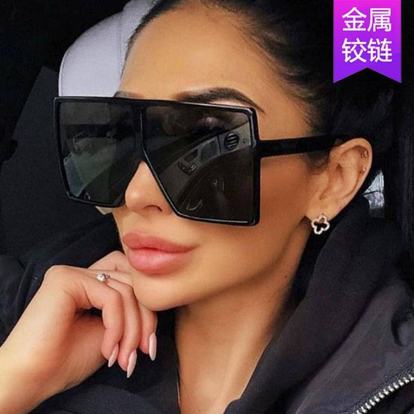 

sunglasses 2021 street fashion trend retro big frame metal hinge vintage, White;black