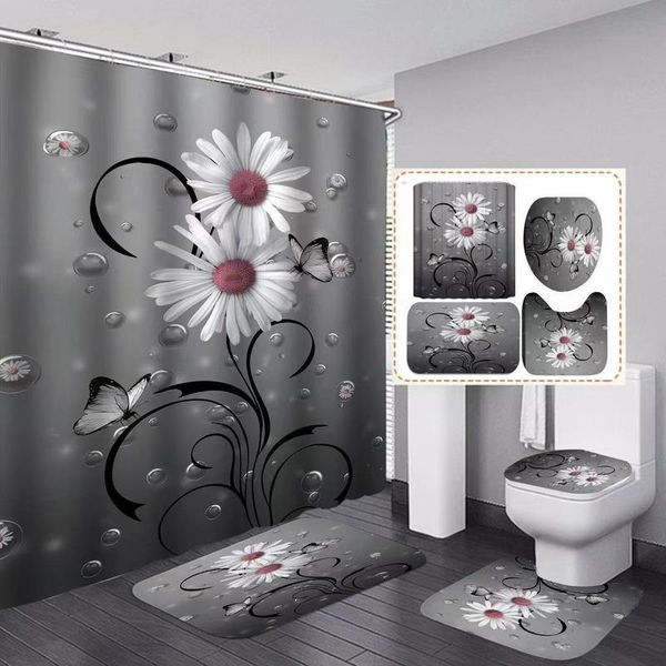 

shower curtains 10 types bathroom non-slip mat set durable waterproof curtain pedestal rug lid toilet cover bath rugs
