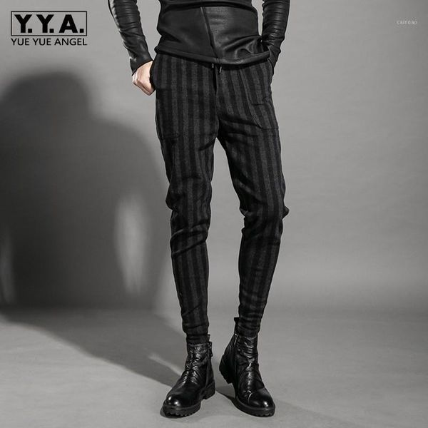 

mens fashion striped joggers pants elastic waist casual harem man spring autumn long pencil streetwear trousers 36 men's, Black