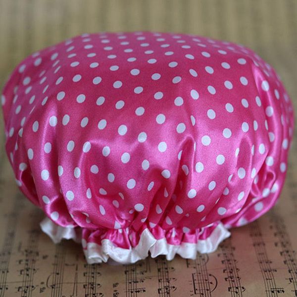 

shower caps drop lovely thick women colorful double layer bath hair cover adults waterproof