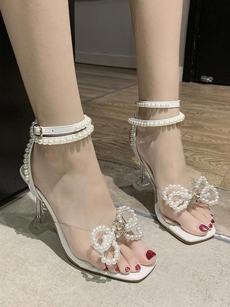 

dress shoes plastic sandal high heels buckle strap comfort for women suit female beige open toe 2021 summer transparent high-heeled st, Black
