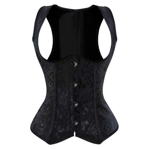 

bustiers & corsets gothic underbust corset vest jacquard straps corselet brocode and slimming waist cincher plus size s-6xl, Black;white