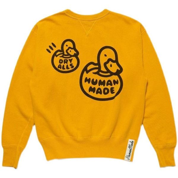 

men's hoodies & sweatshirts human made fall/winter trend couple falling shoulder terry long sleeve and women's loose round neck sw, Black