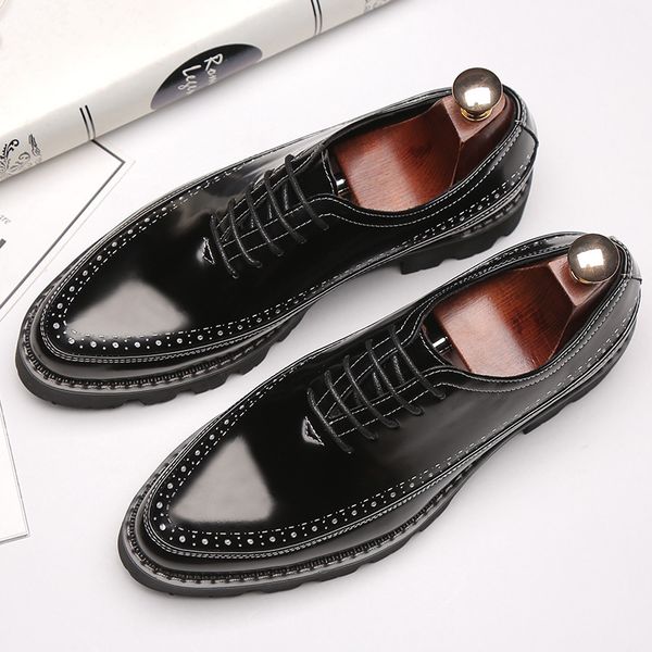 

dress shoes brand black men thick bottom luxury italian style fashion formal trend bring business leather