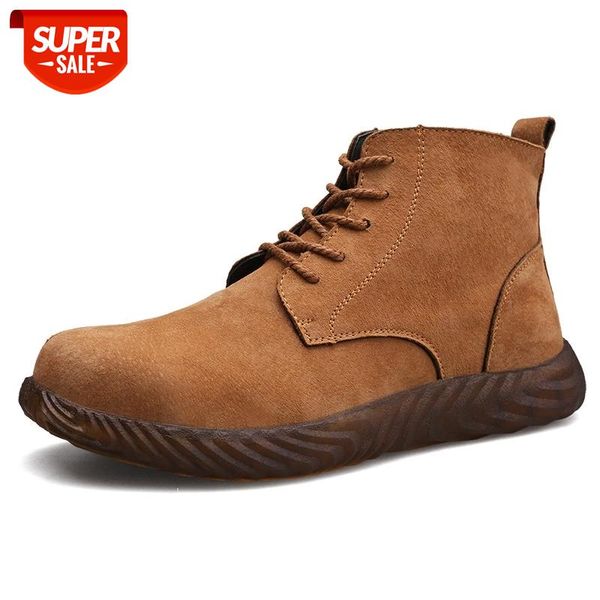 

wotte work safety shoes men boots leather with steel toe anti-smashing proof man outdoor construction #bh5a