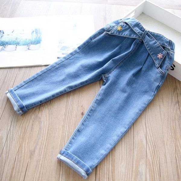 

jeans girls flower waist 2021 autumn baby jean wholesale, Blue