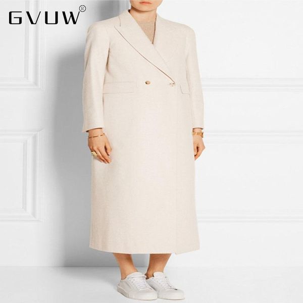 

women's wool & blends gvuw autumn brand simple jacket loose double breasted cashmere winter coat women 2021 woolen wholesale kb5687, Black