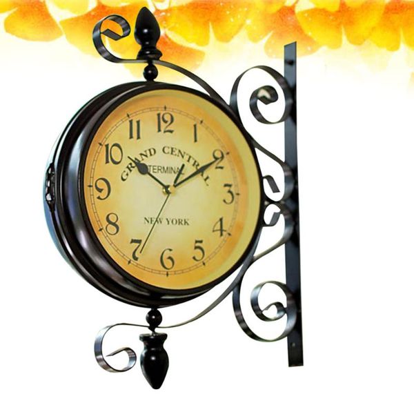 

vintage double sided wall clock iron silent quiet grand central station art decorative faced clocks