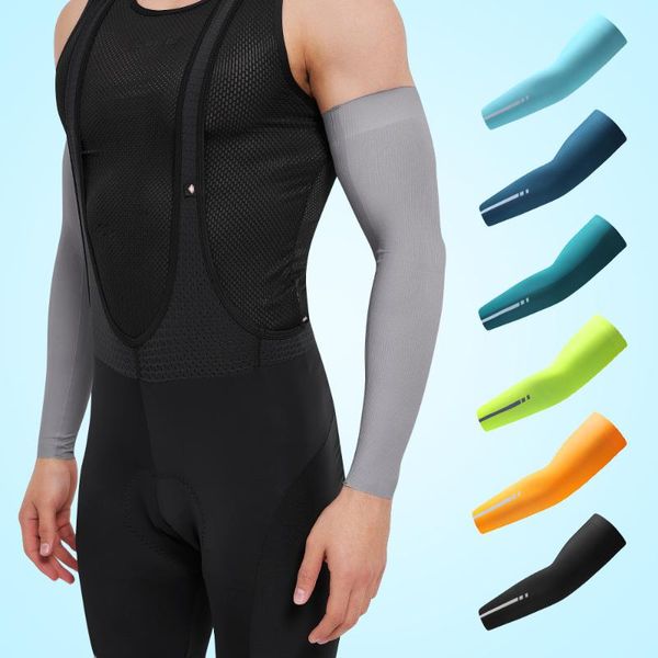 

elbow & knee pads santic cycling arm warmers road bike breathable wicking cuff male spring summer sun protection comfortable asian size, Black;gray