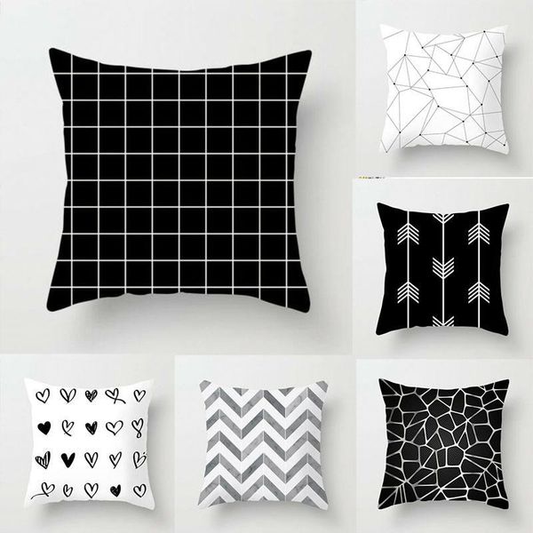 

cushion/decorative pillow black and white polyester geometric throw case square 45*45 cm cushion cover